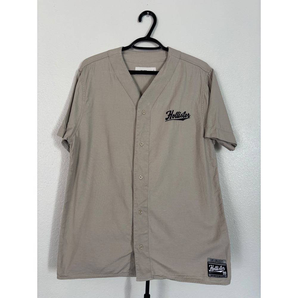 Hollister Mens Los Angeles Sportswear Baseball Jersey Shirt Khaki‎ Tan Small